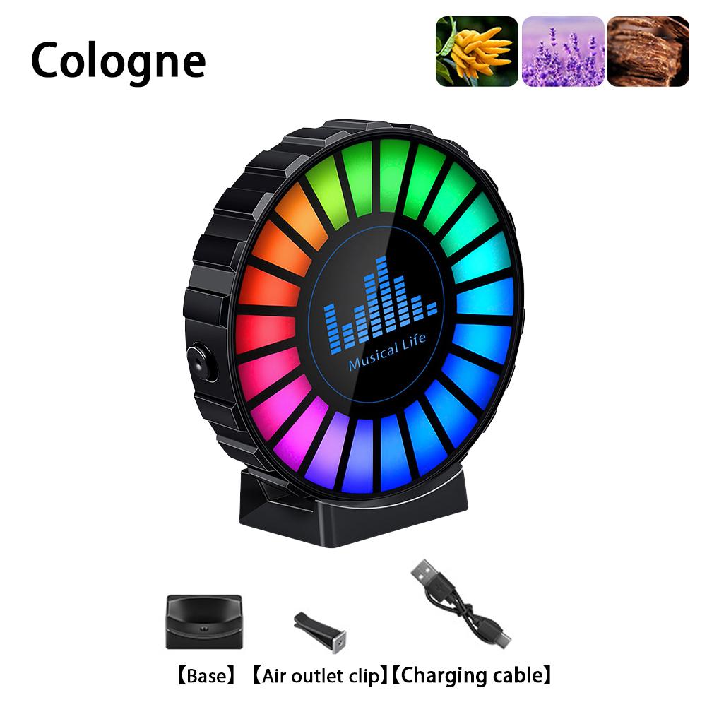 

2-in-1 Car RGB Music Rhythm Lamp With Aromatherapy Sound-Activated Light Rechargeable Vent Clip Car Fragrance Ambient Light