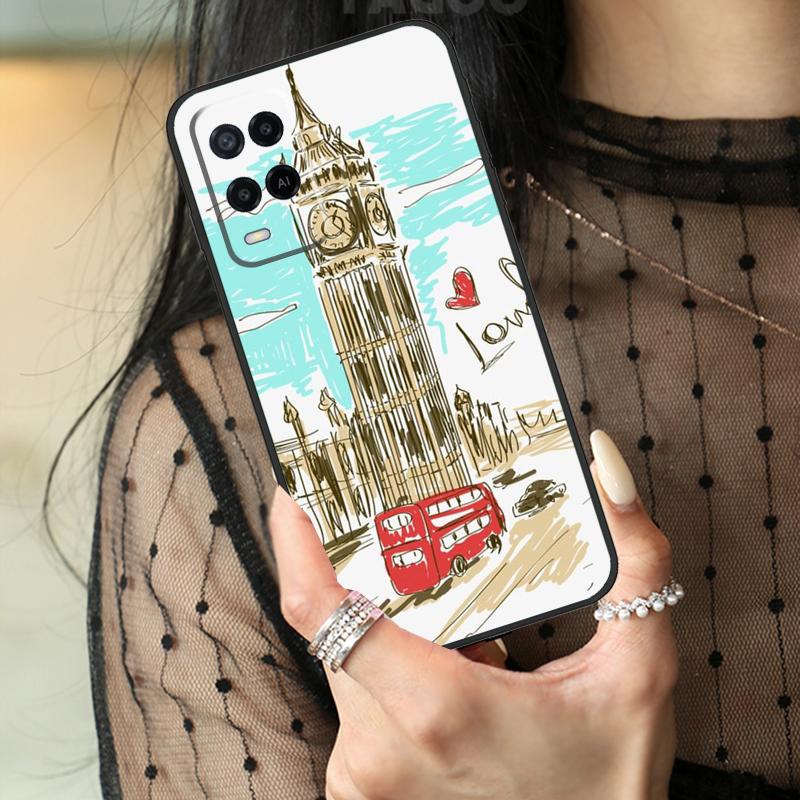 

London Red Bus Big Ben Case For Oppo A78 A98 A18 A38 A58 A60 A80 A40 A96 A76 A16 A94 A74 A54 A15 A17 A57 A77 A5 Pro OPPO A58 4G