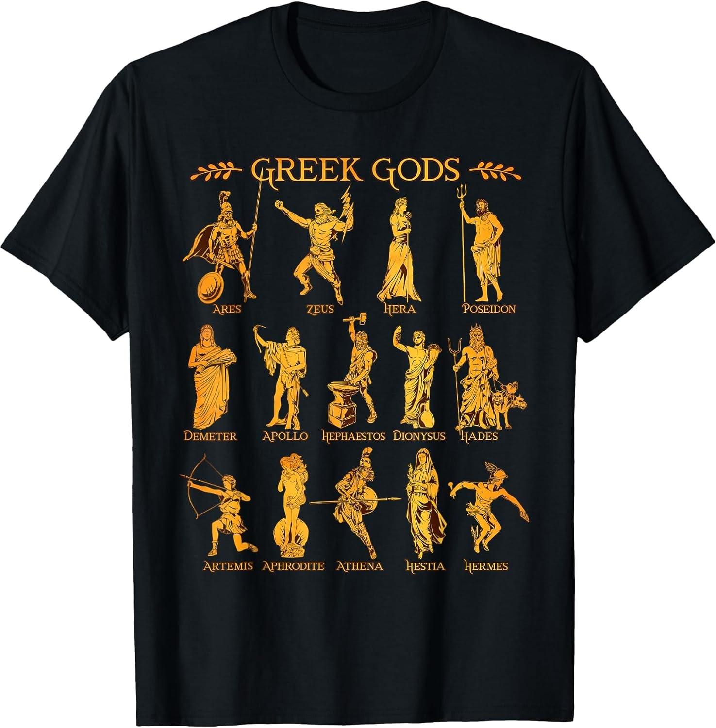 Greek Gods: Ancient Deities Myth Funny Cotton Tee S разноцветный