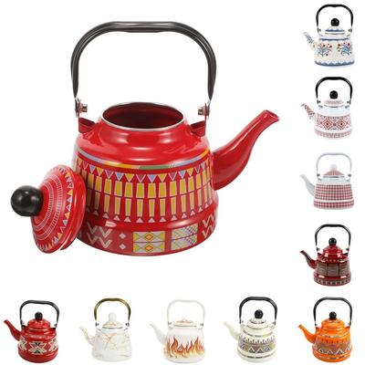 Handmade Enamel Tea Kettle Enamel Tea Pot Vintage Ancient Bell Pot  Outdoor