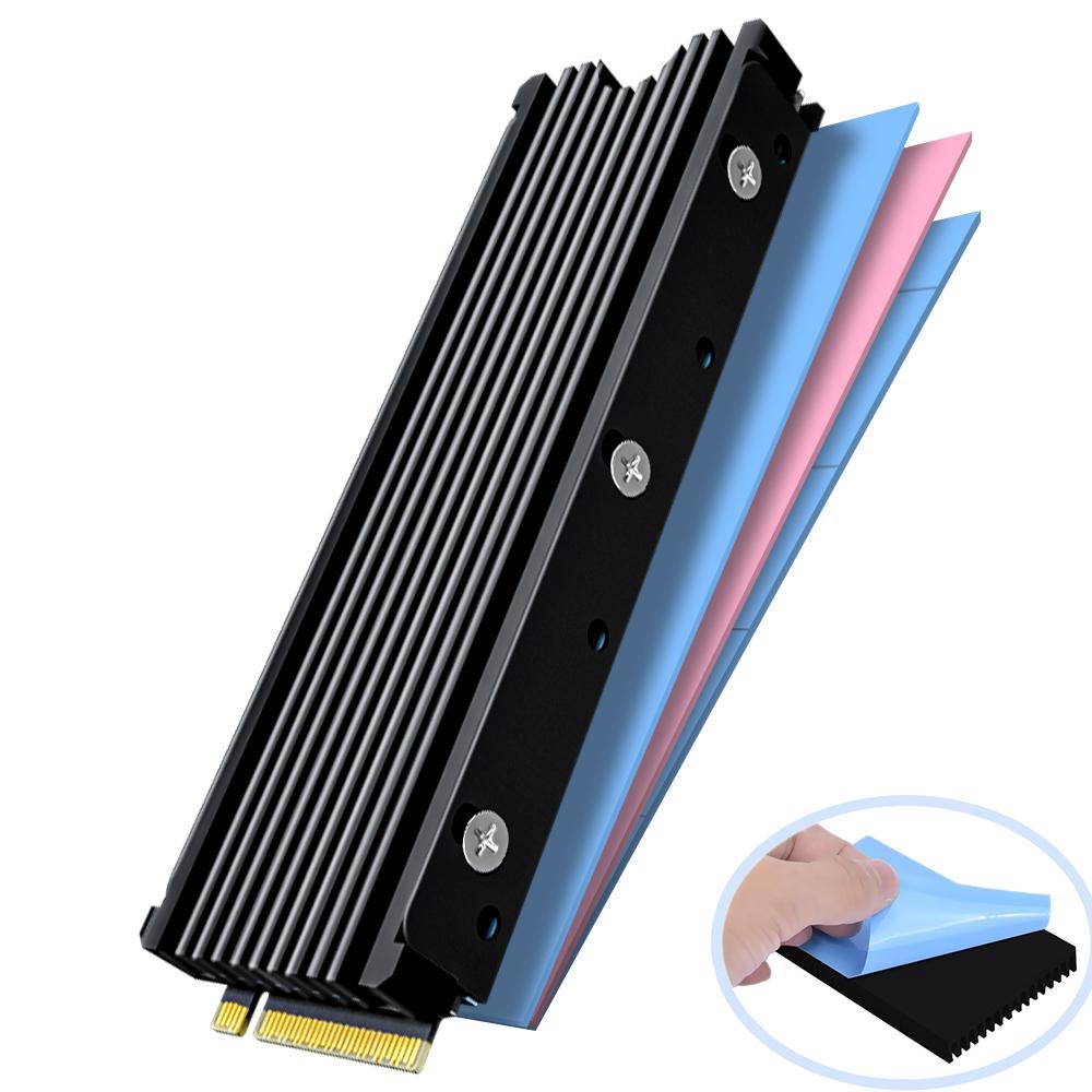 M.2 2280 SSD Heatsink Support PS5 PC, JEYI NVME NGFF 2280 SSD Double-Sided Heat Sink Cooling with Thermal Silicone Pads Cooler