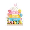Cute Wooden Easter Rabbit Ornament Colorful Handmade Bunny Ornament Cartoon Blessing Easter Wooden Ornaments Home Decor