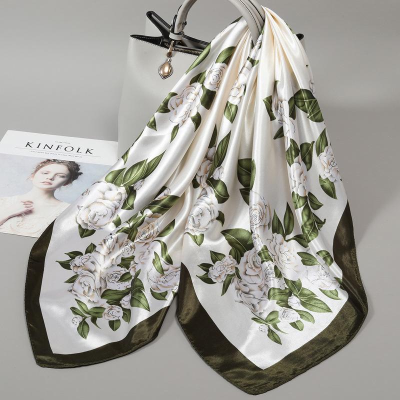 90 Square Scarves, Silk Scarves, Women's New Spring and Summer High-end Sense Versatile, Thin Scarves, Shawls Outside