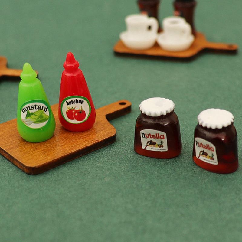 5Pcs/Lot Dollhouse Diy Accessories Miniature Coffee Can Bread Spread Fruit Sauce Jam Food Model Kitchen Decor Toy