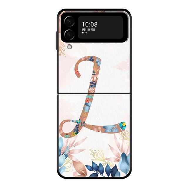 Floral Pattern Leaf Letter Art Phone Case For Samsung Galaxy Z Flip 4 Z Flip3 5g Shell For Galaxy Z Flip Hard Cover Couqe