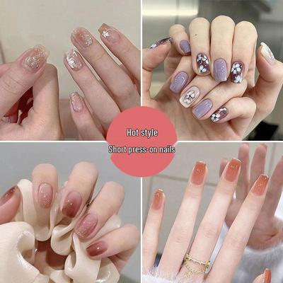 Spring & Summer Short Style White Nail Tip Stickers - Finished Product
