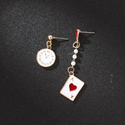 Fashionable Creative Earrings With Spades And Red Peach Pendant Earrings