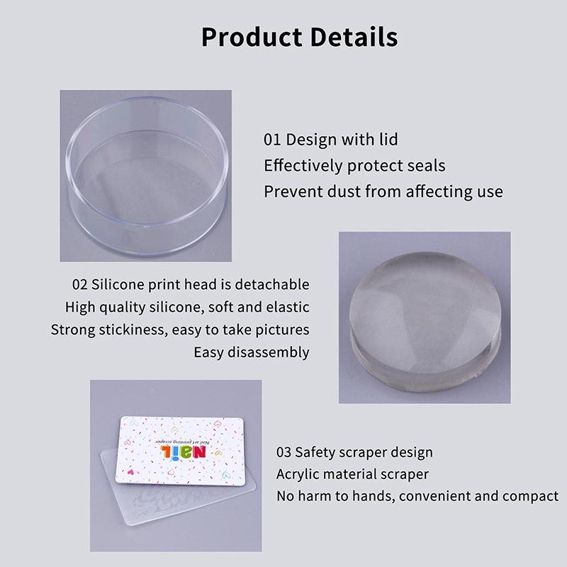 French Nail Art Stamper With A Nail Scraper Silicone Clear Head Nail Mold Stamping Template For Diy Manicure