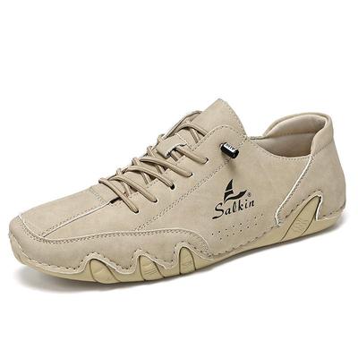 Sapatos masculinos de couro dividido casuais, mocassins confortáveis ​​para dirigir, mocassins masculinos, sapatos baixos