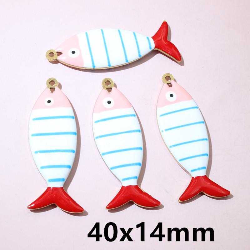 10pcs Stainless Steel Enamel Stripe Fish Charms Pendant 40x8/40x14mm DIY Jewelry Making Accessories for Necklace Earrings