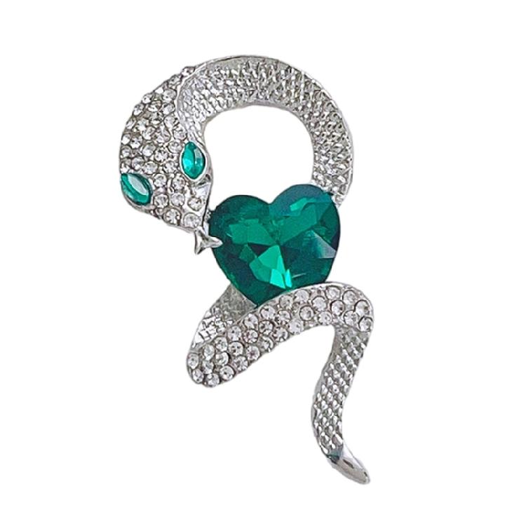 

Exquisite Snake Brooch with Zircon Emerald Detailing Zodiacs Year Jewelry Green Crystal Corsage for Women s Wardrobe срібний