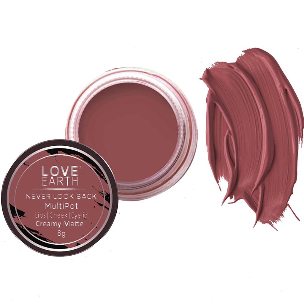 Love Earth Lip Tint & Cheek Tint Multipot-Never Look Back With Richness Of Essential Oils And Vitamin E For Lips, Eyelids & Cheeks, Matte Finish - R
