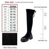 Wide Fit Over-the-Knee Elastic Sheepskin Velvet Boots, Plus Size for Autumn/Winter with Thick Sole.