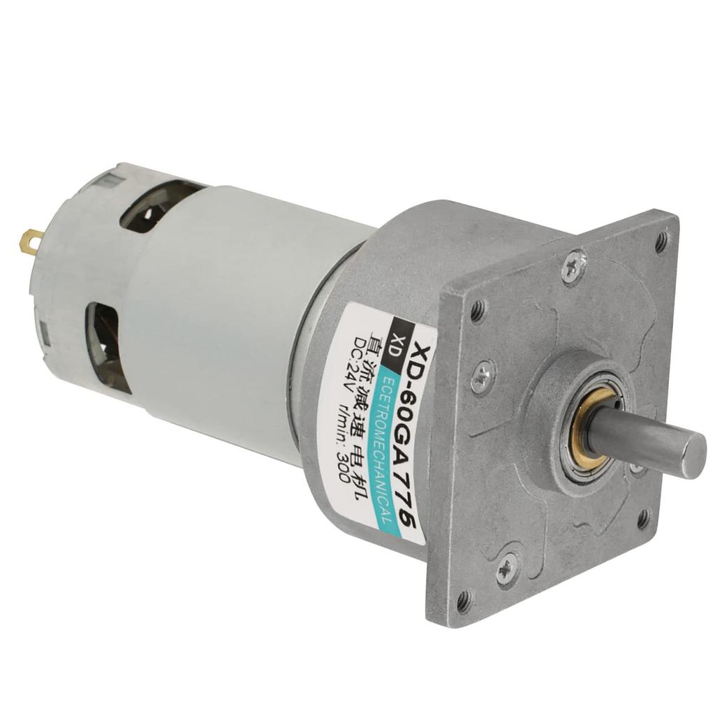 Hilitand DC12V24V 35W Mini DC Gear Motor, Metal, Adjustable Speed, High Torque, CWCCW, XD-60GA775 (24V, 300 rpm)