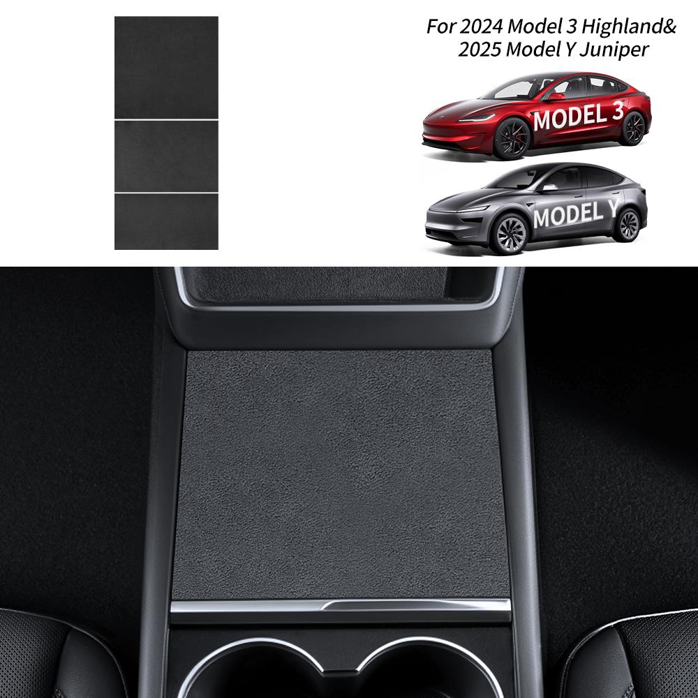 YZ Center Console Panel Sticker For Tesla Model 3/Y/YL Highland Juniper Electrostatic Adsorption Sticker Suede Film