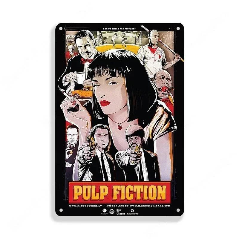 Metal Tin Sign Poster Pulp Fiction Film Metal Plaque Poster Decor for Bar Club Wall Decor Retro Home Bedroom Vintage Wall Pla