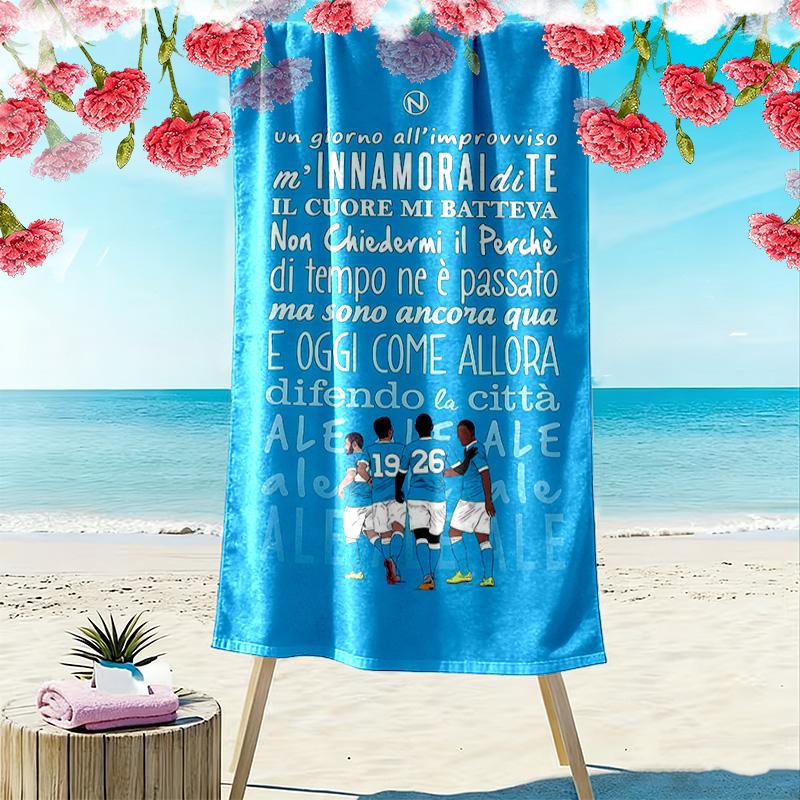 Asciugamano da Spiaggia Stampa Napoli Calcio, Asciugamano Grande Morbido Asciugatura Rapida per Spiaggia Campeggio Nuoto
