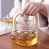 Japanese-Style Handmade High-Temperature Resistant Glass Teapot with Large Bamboo Handle for Brewing
