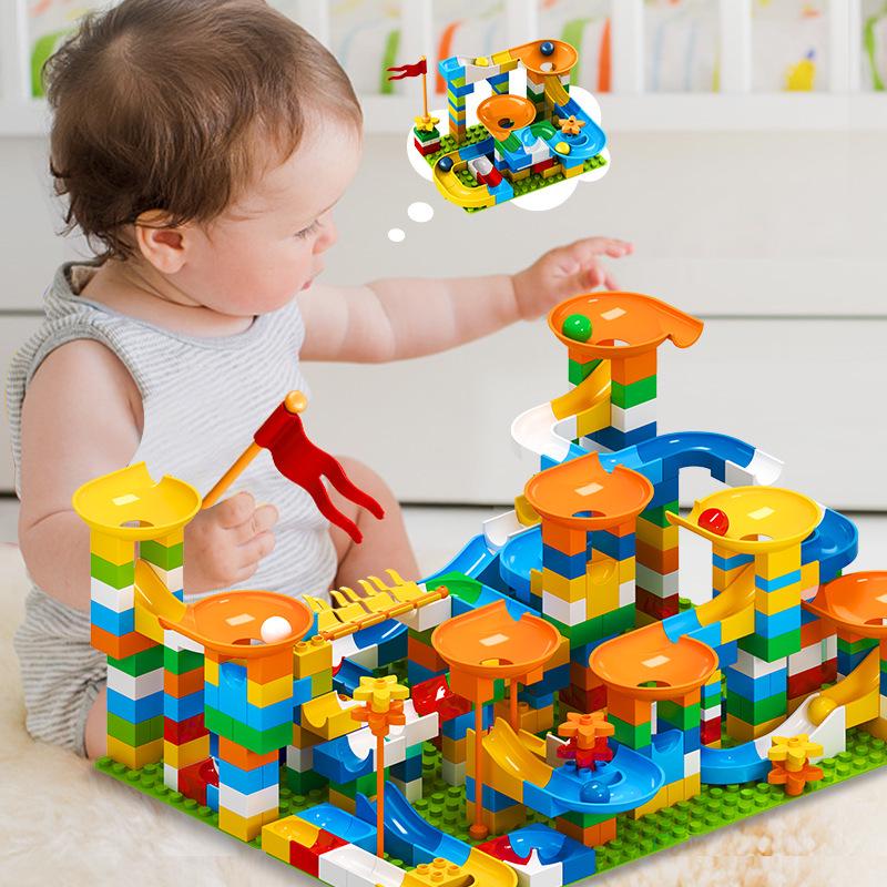 Large Particle Versatile Track Blocks Compatible with LEGO for Children Aged 3-6