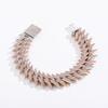 20mm Thorn Box Buckle Cuban Chain Zircon Hip Hop Men's Trendy Bracelet, Real Gold Plated
