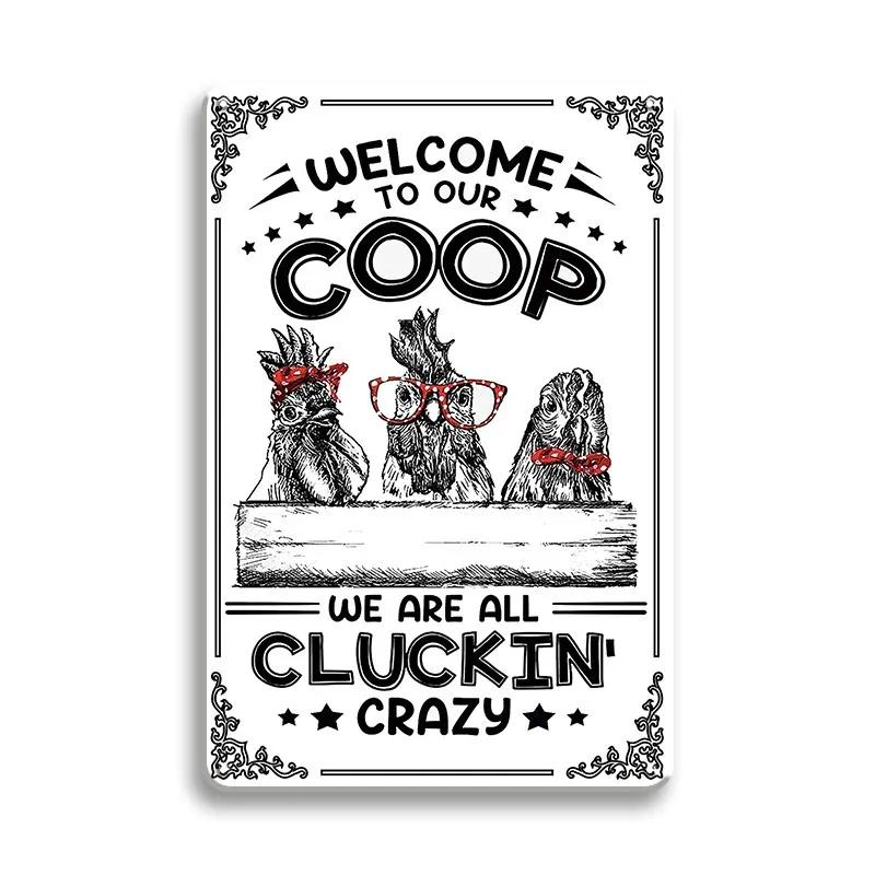 Farm Chicken Färska ägg Metall Plåtskyltar Vintage plakett Väggdekor Plåttallrik Retro affisch Bar Happy Farm Hem Väggdekor