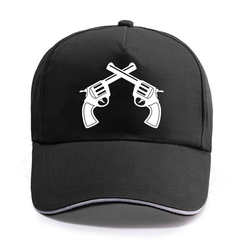 New Summer Double Gun Shooting Pistol Print Cap Unisex Women Unisex Cotton Hat Snapback Hats Trucker Cap SunHats