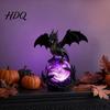 Gothic Table Lamp Dragon Faux Crystal Ball Lamp USB Night Light Dark Fantasy Resin Desk Light Decor for Bedroom Halloween Gift Lovers Decorative