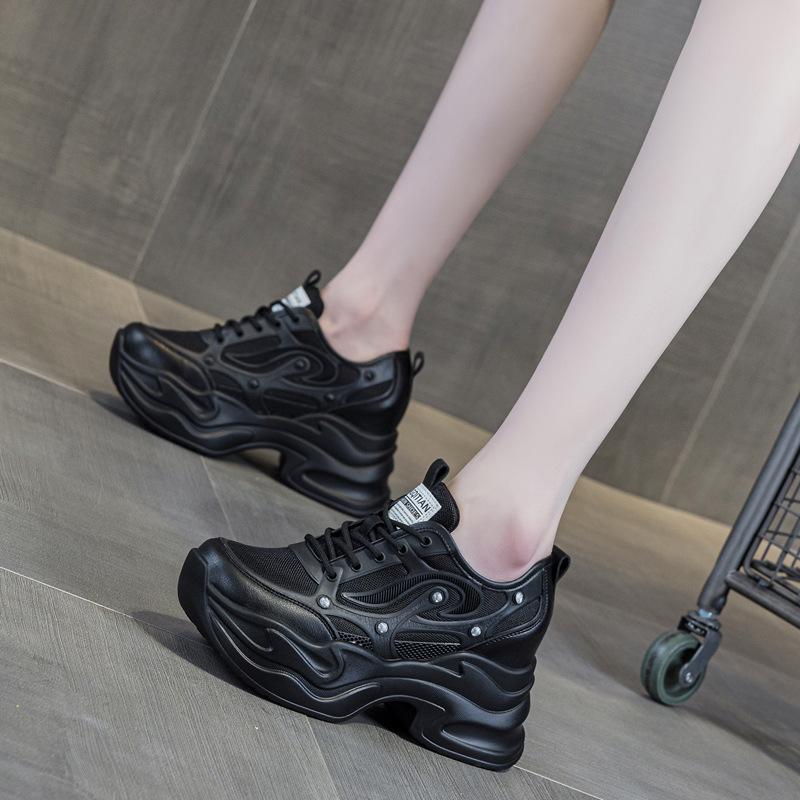 Spring and Summer Women's Shoes New Small Wedge Heel Muffin Thick Sole Inner Height Increase and Casual Single Shoes
