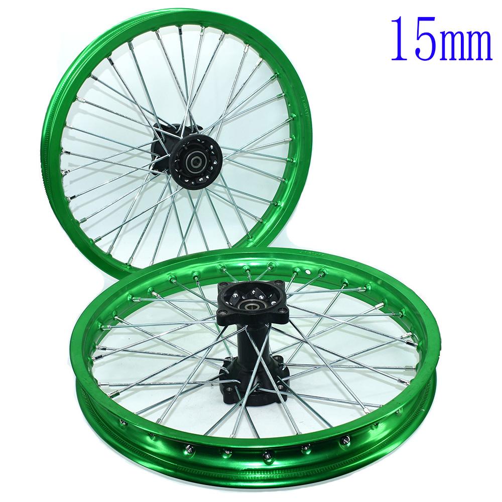Aluminum Alloy 1.60-17 Inch Front 1.60-17 Inch Rear Rims  Wheel Rims Black Hub For KLX CRF   Kayo BSE Dirt Pit Bike Motorcycle