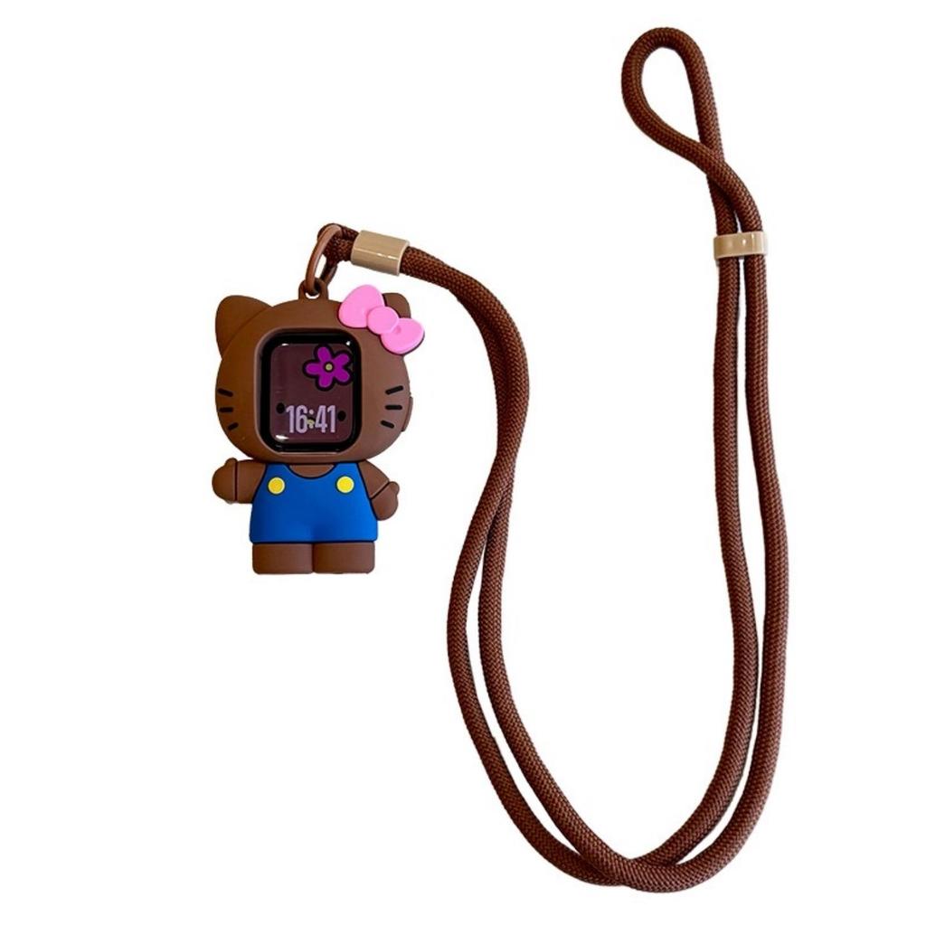 Black KT Cat Silicone Strap for Apple Watch Series 1-8, S10/SE3/Ultra 2.