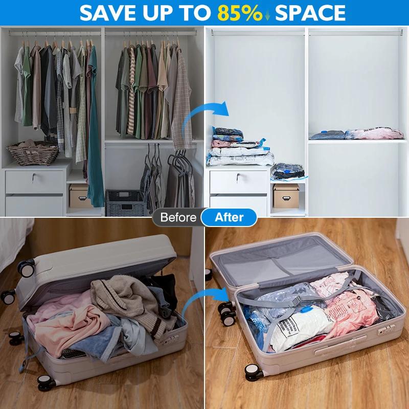 Vacuum Storage Bags with Electric Air Pump Space Saver Home Organizer Vacuum Seal Storage Bags Clothes Blanket Travel Bedding