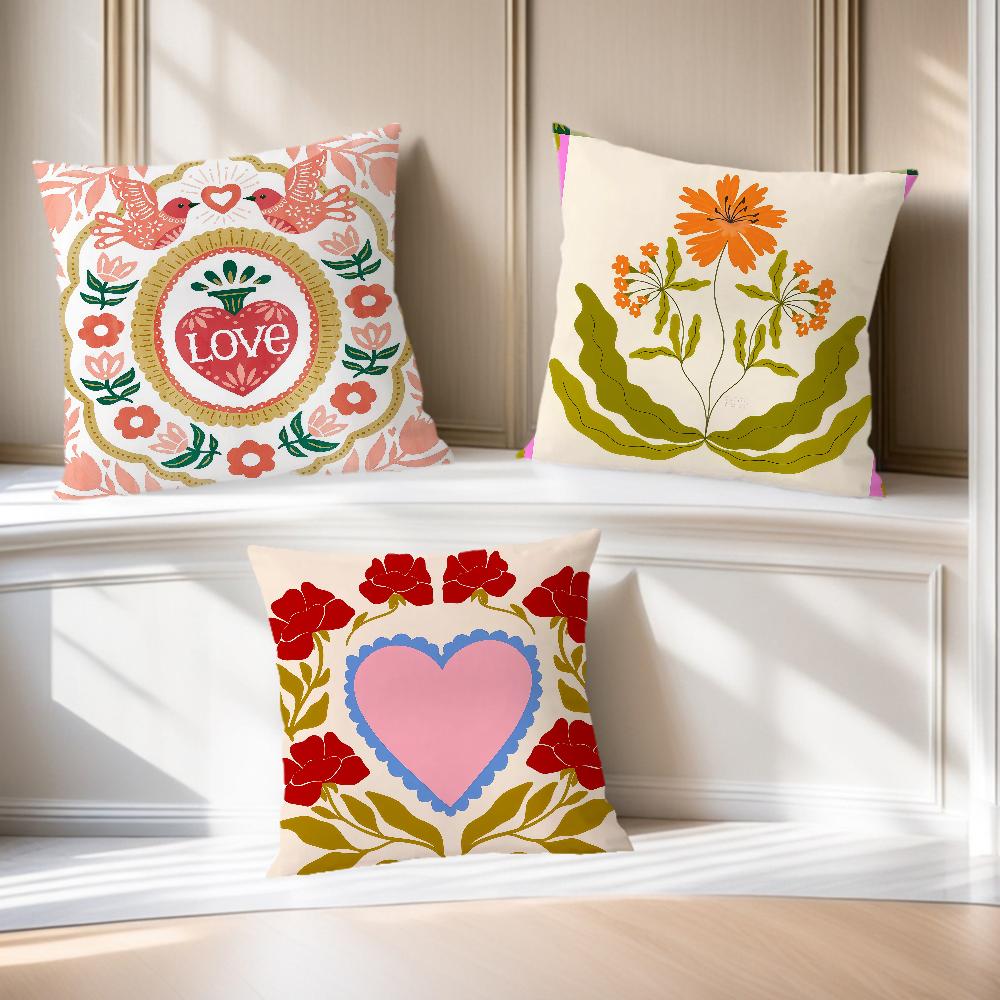 love flower fashion pattern cushion cover Comfortable soft Pillow Case for Sofa Living Room Home office Decor Protective Covers