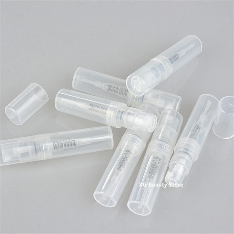 100/200/400pcs 2ML Portable Clear Plastic Spray Bottle Perfume Bottle Atomizer Mini Sample Test Tube Thin PET Vials Wholesale