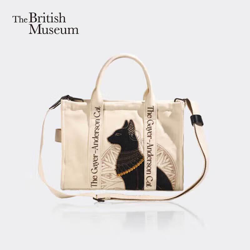 British Museum Egyptian Anderson Cat Embroidered Canvas Crossbody Bag