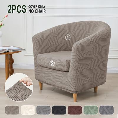 Split Design Club Chair Slipcover Jacquard Stretch Tub Chair Covers for Living Room Single Armchair Covers Furniture Protector