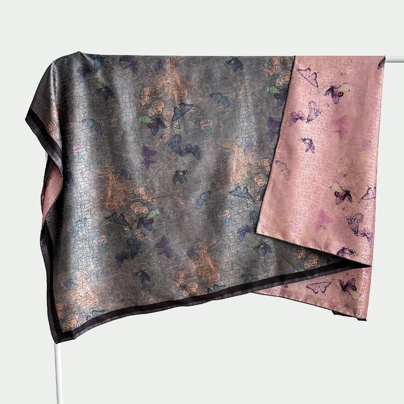 Chinese style fragrant cloud gauze square scarf silk scarf floralsprinting double-sided silk scarf shawl