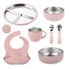 7-Piece Children's Dishes Set Baby Stainless Silicone Tableware Set Suction Cups Forks Spoons Mother and Baby Supplies