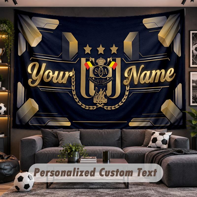 Anderlecht FC logo Personalized Tapestry Support Custom Name, Wall Art Home Decoration