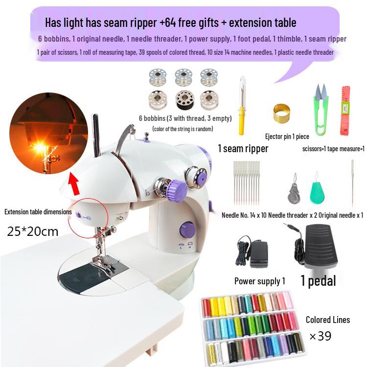 202 Electric Mini Desktop Sewing Machine with Micro Foot Pedal for Thick Fabrics