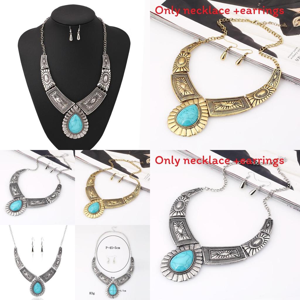 Retro Geometriskt Legeringshalsband Med Vattendroppshänge För Modefans