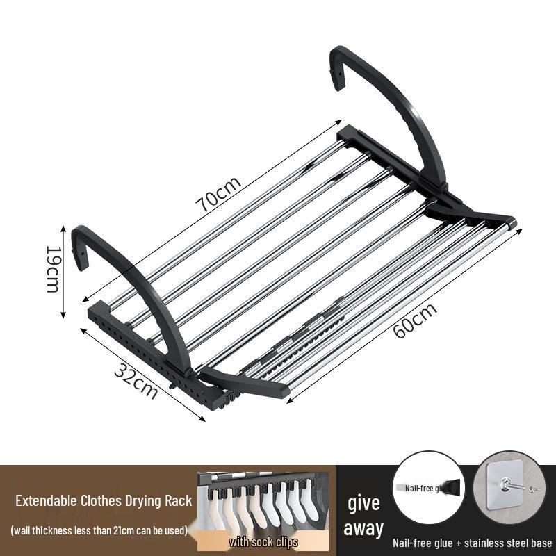 Telescopic Punch-Free Clothes & Shoe Drying Rack for Window Railings and Balcony