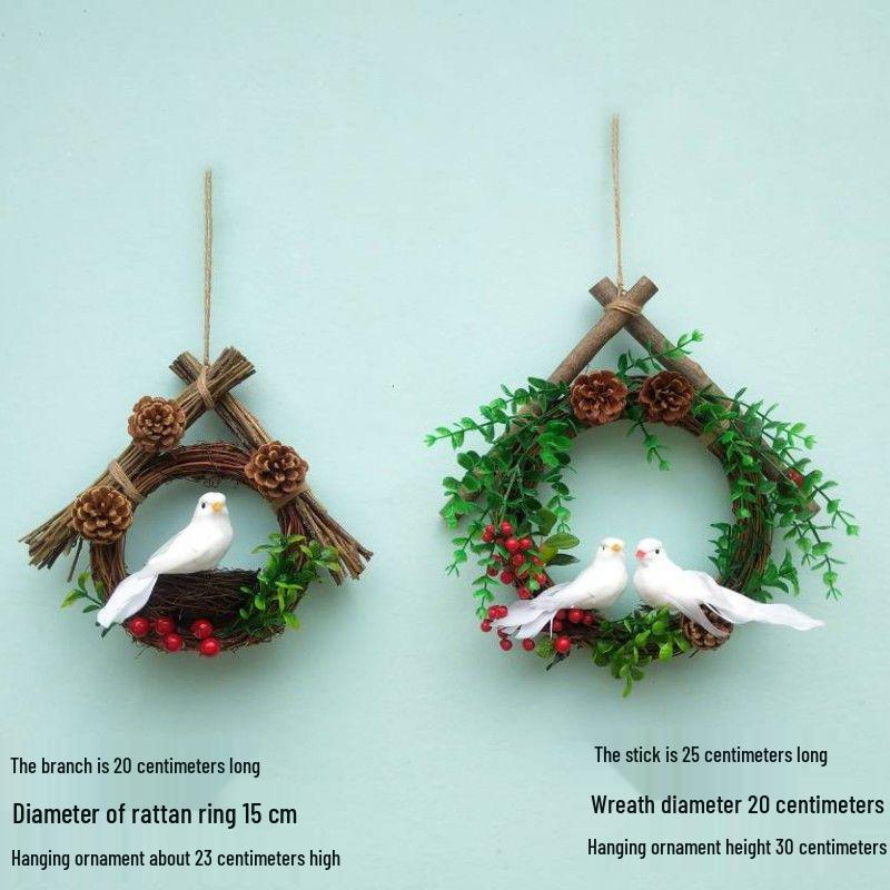 Forest Style Kindergarten Hanging Mobile: Creative Micro-landscape Arrangement with Bird's Nest and Decorative Pendants.