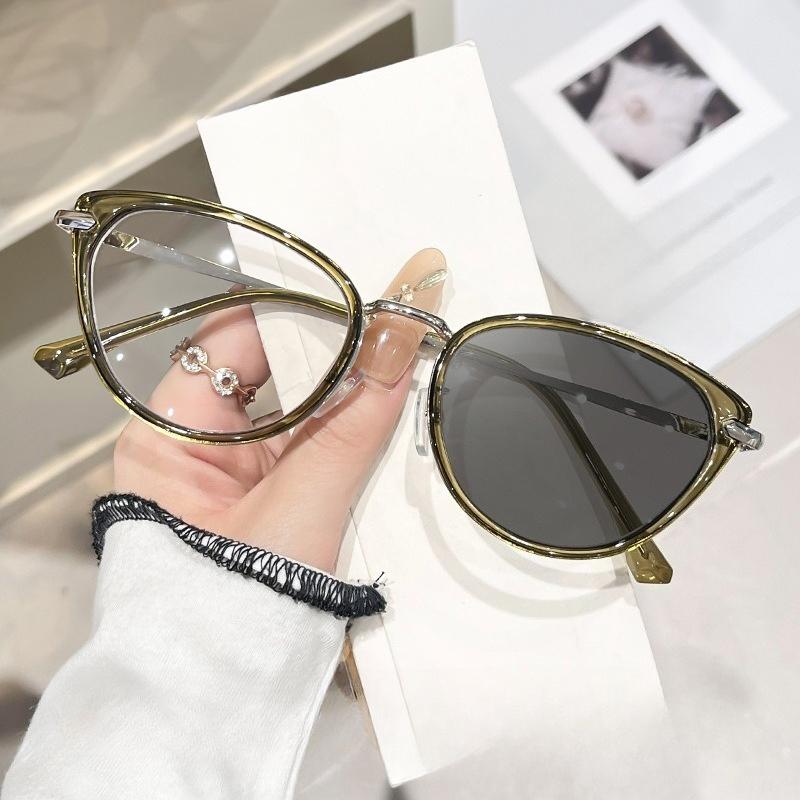 Unisex Ladies Cat Eye Minus Sunglasses Diopter New Trend Outdoor Color Changing Near Sight Glasses Finished Phorochromic Eyewear