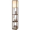 Floor Lamp with Shelves, Adjustable Light, Foot Switch and USB Ports, Brown