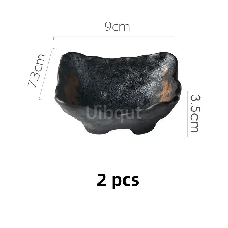 2 pcs set Japanese style ceramic special shaped small dishes snack dessert plate creative household tableware sauce snacks tray