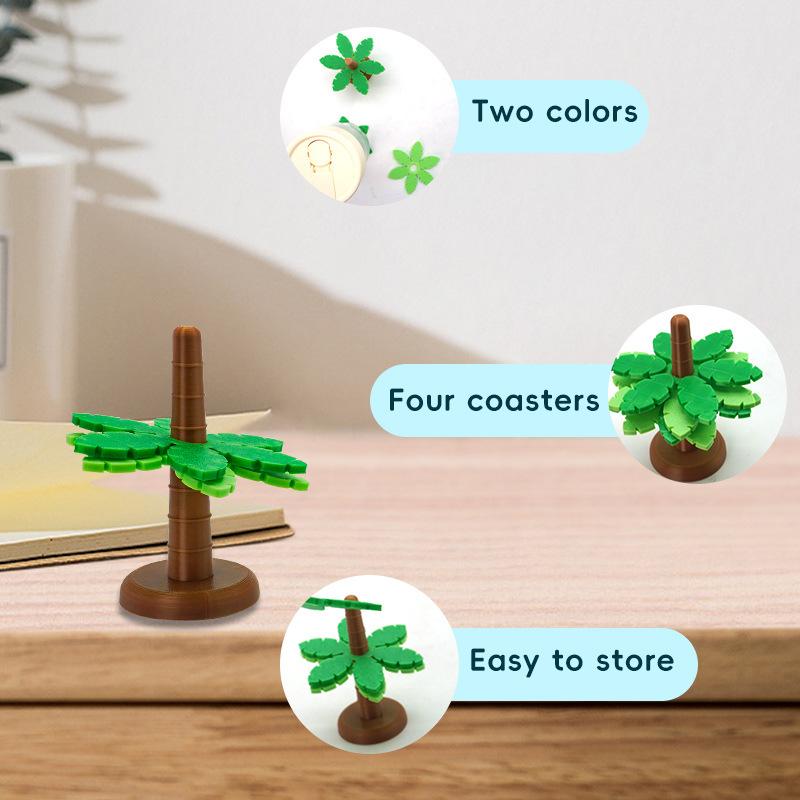 1Pcs Coconut Tree Coaster Creative Design Fun Desktop Decor Small Cup Plastic Safety Material Summer Cute Home