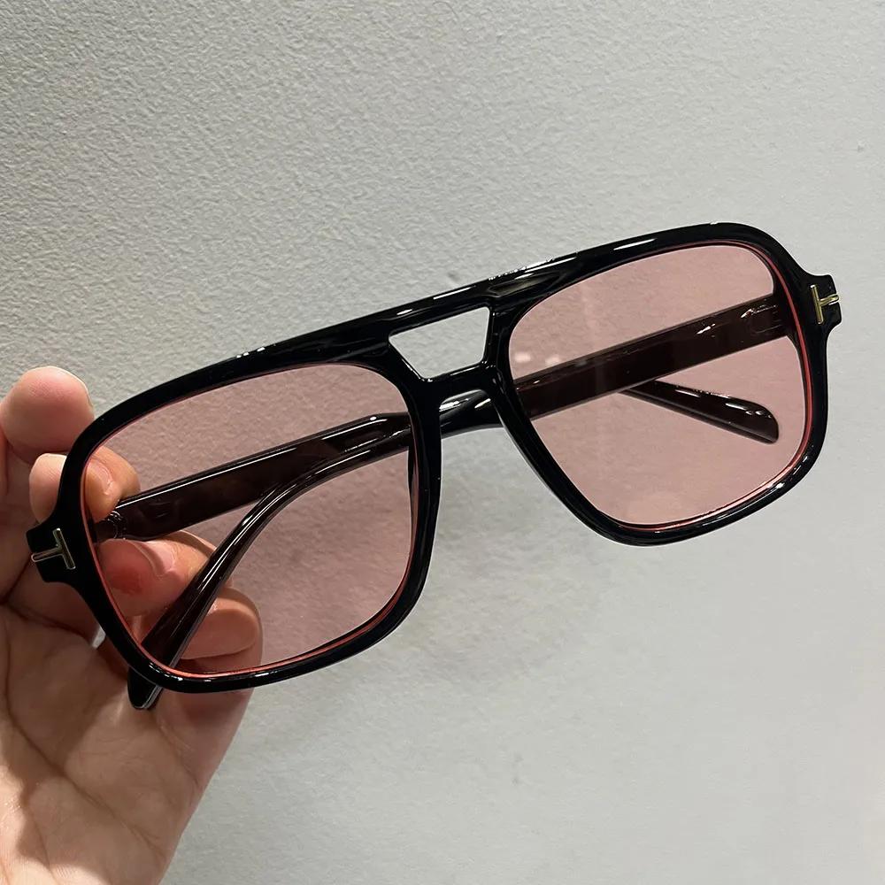 Vintage Classic Brand Designer Double Bridge Square Sunglasses Women For Men Male Luxury Sun Glasses Punk Big Frame Shades UV400