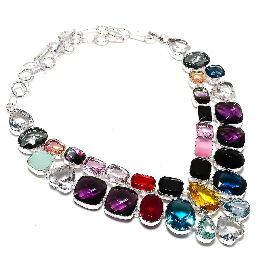 

Ювелирное ожерелье из стерлингового серебра 925 пробы с натуральным цитрином и аметистом, 18 дюймов Q0c47