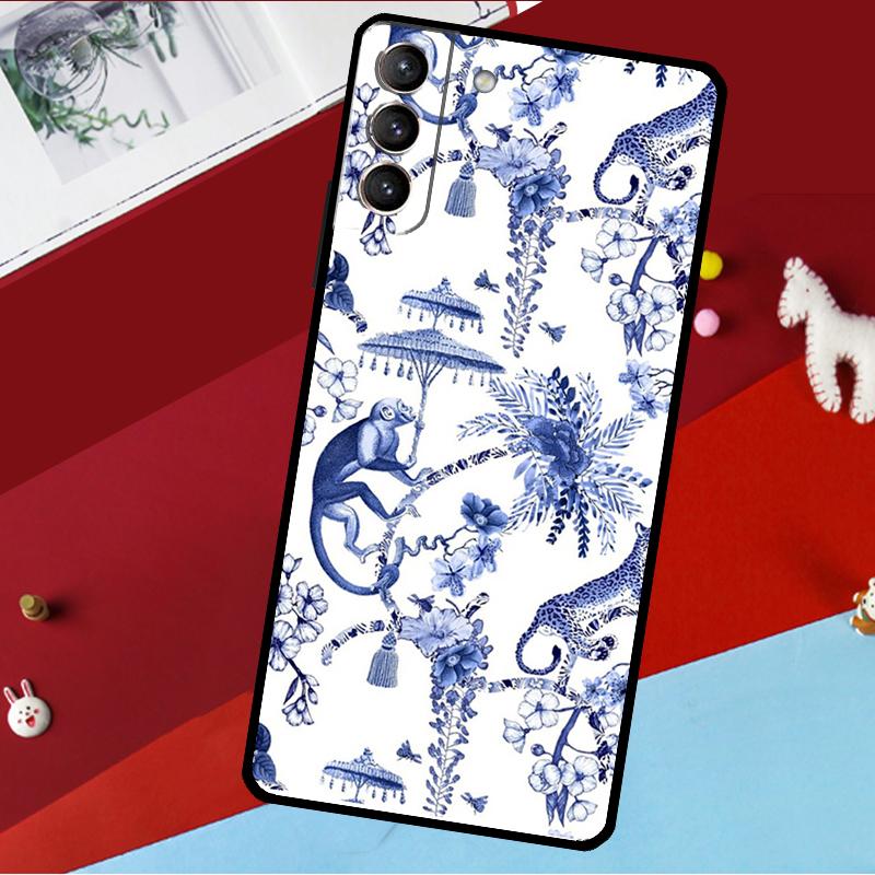 Blue and White Porcelain Funda For Samsung Galaxy S26 S25 S24 S21 S22 S23 Ultra S10 Plus S20 FE S25 FE Phone Case