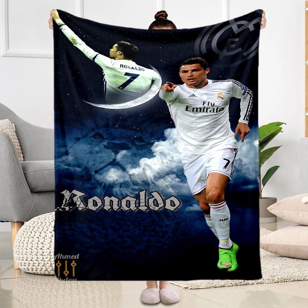 Ronaldo's Skillful Kick Blanket Ultra-Soft Perfect for Livingroom Office Sofa All-Season Use Playful Design Suitable for Gifting Relatives and Friends